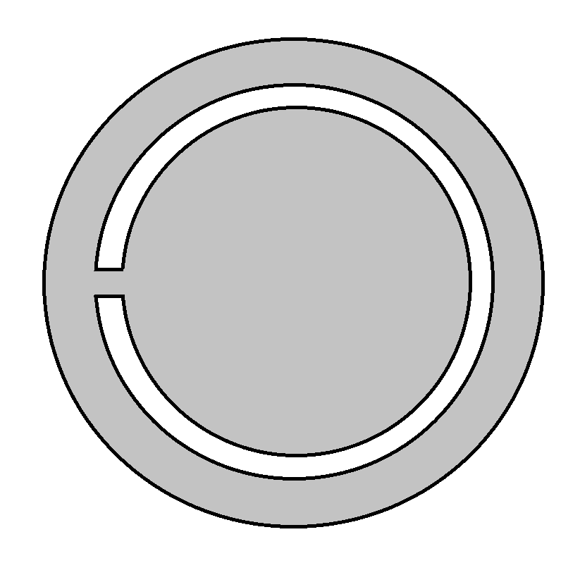 Spherical shell with a narrow cylindrical hole used to construct the domain